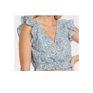 NWOT SLEEVELESS CROPPED FAUX-WRAP TOP, Size  XS